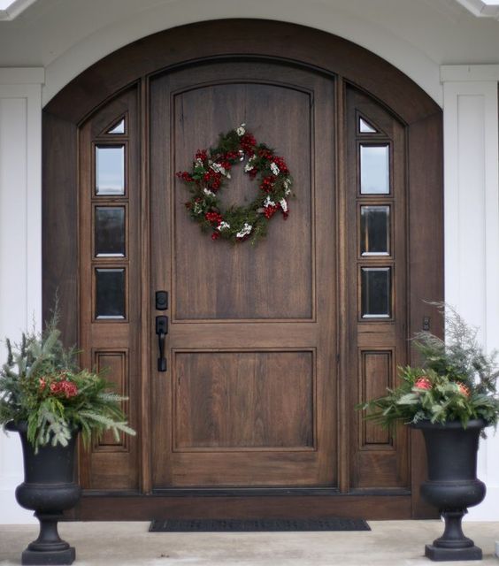 Wood Entrance doors Christmas decoration